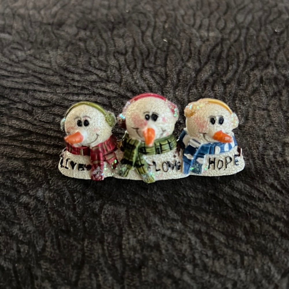 Vintage Christmas Snowmen Brooch